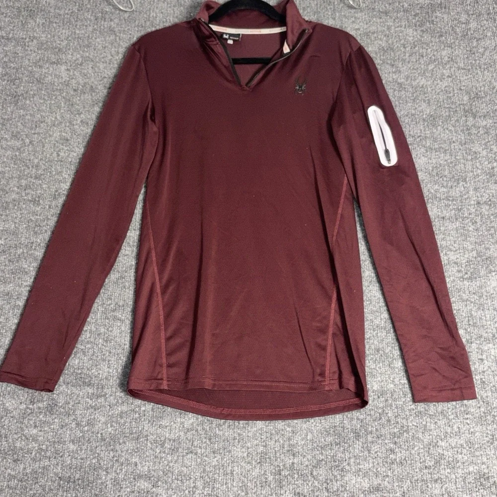 Spyder‎ Pullover Men's Small Burgundy Polyester 1/4 Zip Activewear Training
